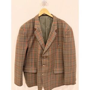 Vintage Harris Tweed Blazer P.B. Strachan Scotland Wool Plaid Jacket Mens 50
